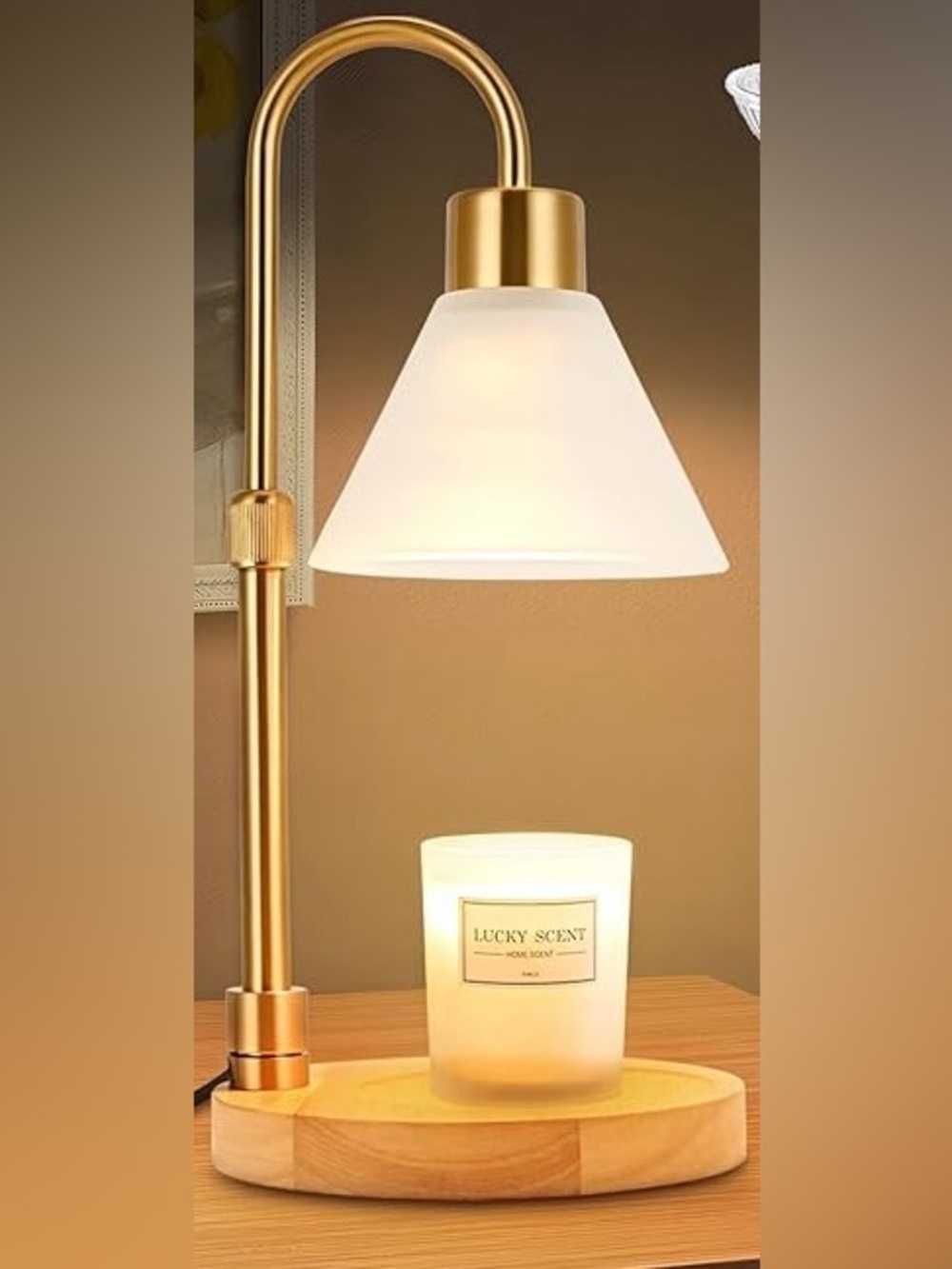 Candle Warmer Lamp, Timer, Frosted Cone Shade NEW
